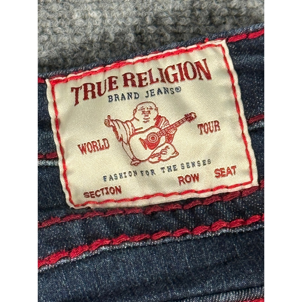 True Religion Jennie Curvy Mid Rise Super Skinny Jeans Dark Wash Red Stitch 33 - Picture 6 of 9